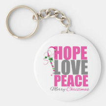 Hope Love Peace Candy Cane Ornament Keychains