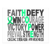 Hope Word Collage Celiac Disease Postcard