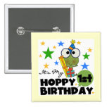 Hoppy Frog 1st Birthday T shirts and Gifts Pinback Buttons