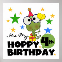 Hoppy Frog 4th Birthday T-shirts and Gifts Print