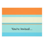 Horizontal Tonal Stripes in Soft Blue and Orange Custom Invites