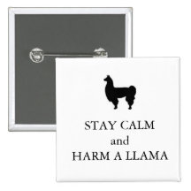 Horrible Histories "Harm a Llama" badge Pins