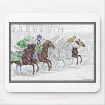 Horse Breaking from Starting Gate at Race Mousepads
