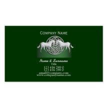 Horse business marketing green white celtic business card templates