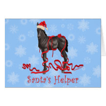 Horse Colt Santa's Helper Santa's Hat Snowflakes Greeting Card