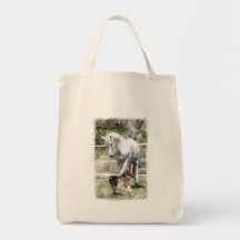 HORSE & DOG PLAY WATERCOLOR TOTE BAG