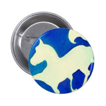 Horse in Blue and White Pinback Button