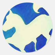 Horse in Blue and White Round Stickers
