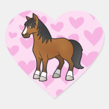 Horse Love Heart Sticker