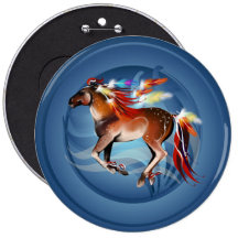 Horse N Bright Feathers Button