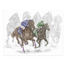 Horse Racing Art - The Thunder of Hooves Post Card