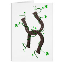Horse Shoe With Shamrocks Card