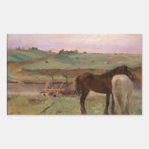 Horses in a Meadow Rectangle Sticker