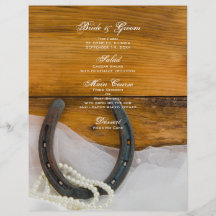 Horseshoe and Pearls Country Wedding Menu Personalised Flyer