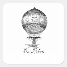 Hot Air Ballon Steampunk Bookplates Stickers
