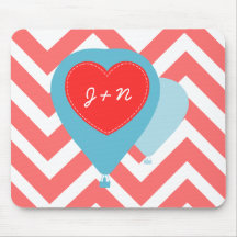 Hot Air Balloon Chevron Design Mouse Pad | Red