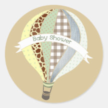 Hot Air Balloon Neutral Baby Shower Sticker