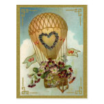 Hot Air Balloon With Flowers Valentine Cards, Gift Post Cards