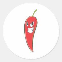 Hot and Spicy Red Chilli Pepper Round Stickers