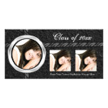 Hot Black Graduation Announcement Photo Card