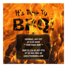 Hot Burning Fire BBQ Summer Party Invitation