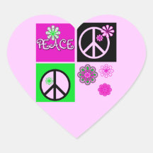 Hot Colours Peace T-shirts and Gifts Heart Sticker