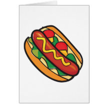 hot dog in bun greeting cards