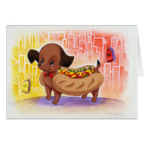 Hot Dog In The City Kitschy Cute cards