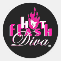 Hot Flash Diva Logo for Dark Bkg Round Sticker