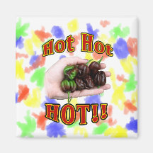 Hot Hot HOT Chocolate Habanero Peppers in Hand Refrigerator Magnets