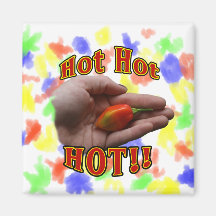 Hot Hot HOT Single Habanero Pepper in Hand Refrigerator Magnets