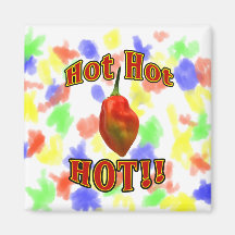 Hot Hot HOT Single Habanero Pepper Refrigerator Magnets