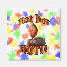 Hot Hot HOT Upright Habanero Pepper in Hand Fridge Magnet
