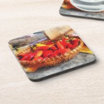 Hot Peppers in Farmers Market Coaster