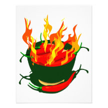 Hot peppers in green cup flames announcements