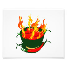 Hot peppers in green cup flames photo