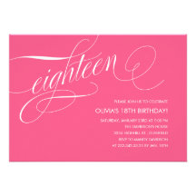 Hot Pink 18th Birthday Party Invitations