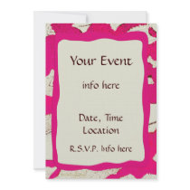 Hot Pink Abstract Border Print Artsy Invitations invitations