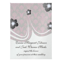 hot pink and black damask.ai personalised invitation