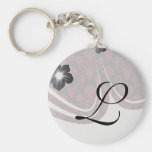 hot pink and black damask.ai key chain