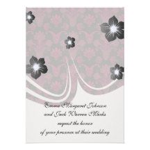 hot pink and black damask.ai personalized invites