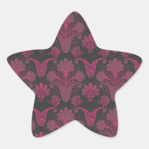 hot pink and black damask.ai star stickers