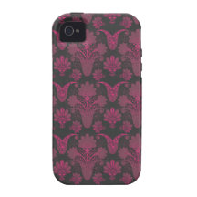 hot pink and black damask Case-Mate iPhone 4 cases