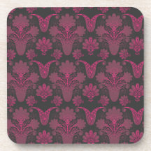 hot pink and black damask coasters