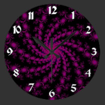 Hot Pink and Black Fractal Swirl Wall Clock wall clocks