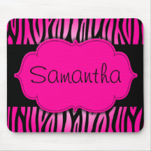Hot Pink and Black Zebra Personalised Mouse Mat