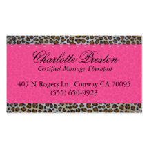 Hot pink and leopard business card