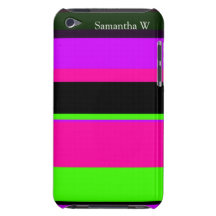 Hot Pink and Purple Tonal Stripes Modern Design Barely There iPod Covers