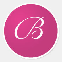 Hot Pink and White Monogram B Envelope Stickers
