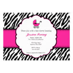 Hot Pink and Zebra Print Baby Shower Invitation